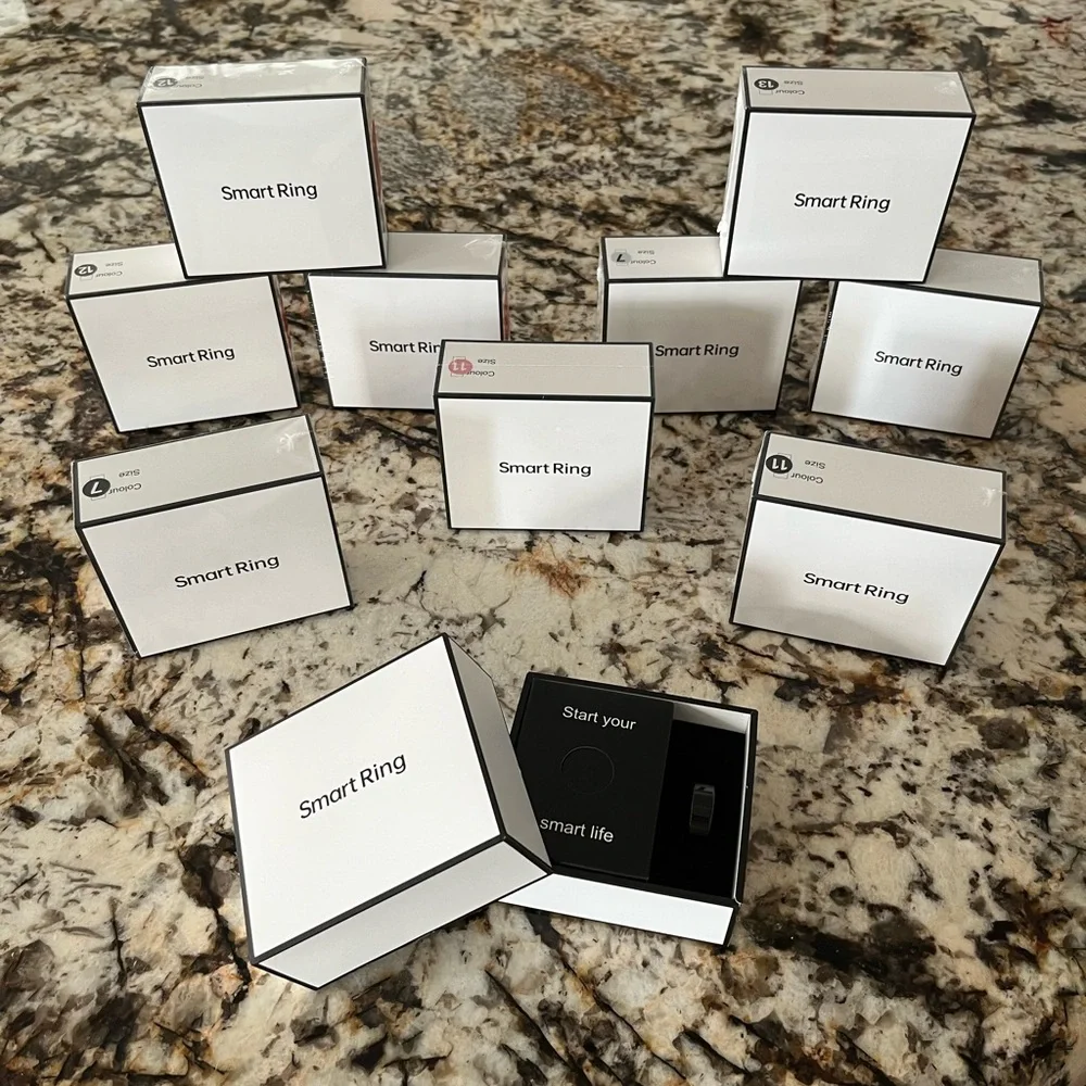Smart Ring with Gold or Black Band Works With Both IPhone and Android.